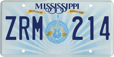 MS license plate ZRM214