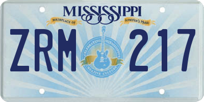MS license plate ZRM217
