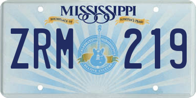 MS license plate ZRM219