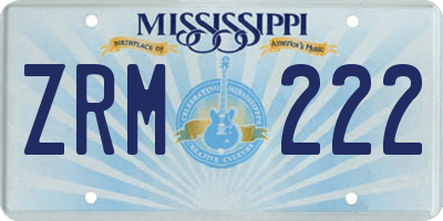MS license plate ZRM222