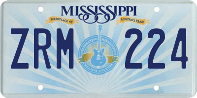 MS license plate ZRM224