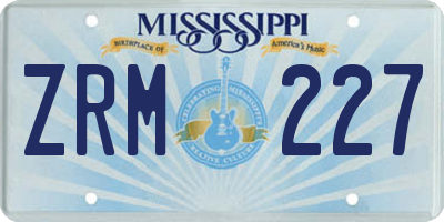 MS license plate ZRM227