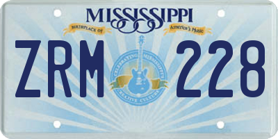MS license plate ZRM228