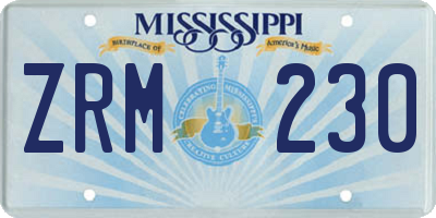 MS license plate ZRM230