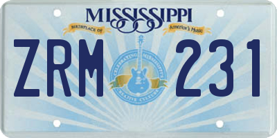 MS license plate ZRM231