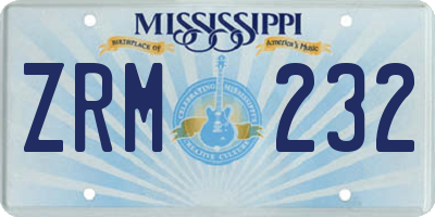 MS license plate ZRM232
