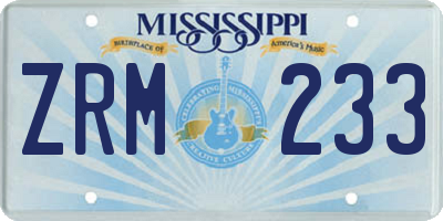 MS license plate ZRM233