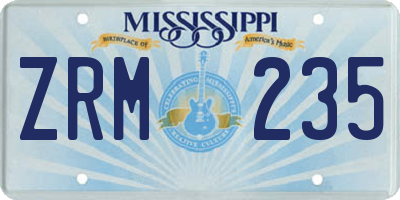 MS license plate ZRM235