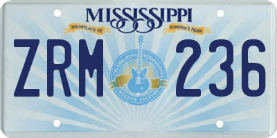 MS license plate ZRM236