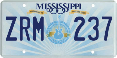MS license plate ZRM237