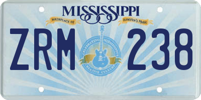 MS license plate ZRM238