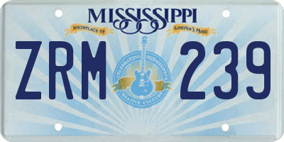 MS license plate ZRM239