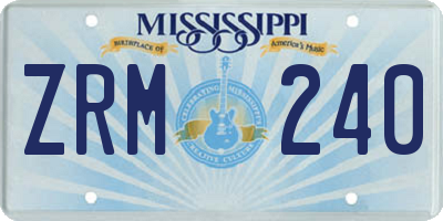 MS license plate ZRM240