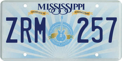 MS license plate ZRM257