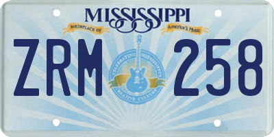 MS license plate ZRM258