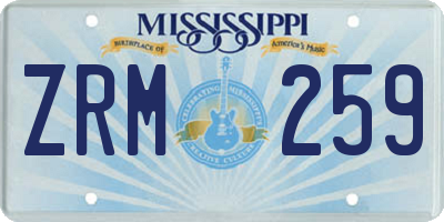 MS license plate ZRM259