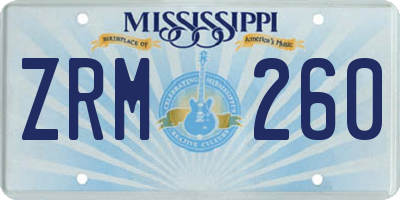 MS license plate ZRM260