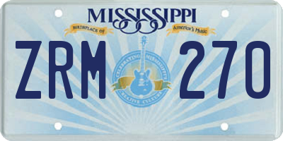 MS license plate ZRM270
