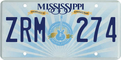 MS license plate ZRM274