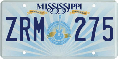 MS license plate ZRM275