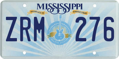 MS license plate ZRM276