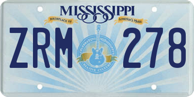 MS license plate ZRM278
