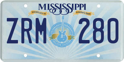 MS license plate ZRM280