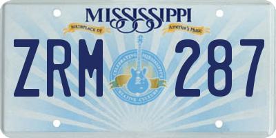 MS license plate ZRM287