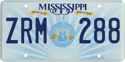 MS license plate ZRM288
