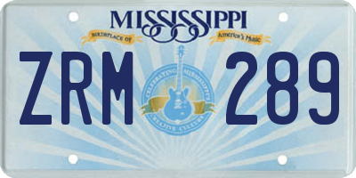 MS license plate ZRM289