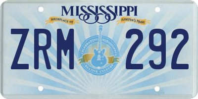 MS license plate ZRM292