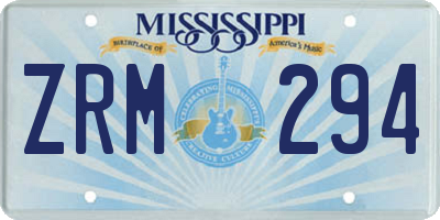 MS license plate ZRM294