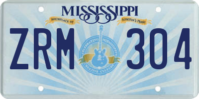MS license plate ZRM304