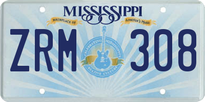 MS license plate ZRM308