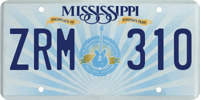 MS license plate ZRM310