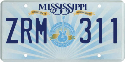 MS license plate ZRM311