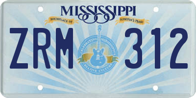 MS license plate ZRM312