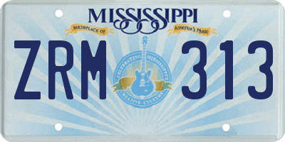 MS license plate ZRM313