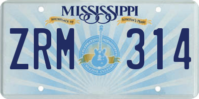 MS license plate ZRM314