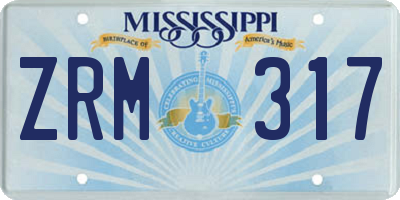 MS license plate ZRM317