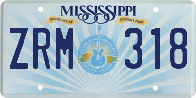 MS license plate ZRM318