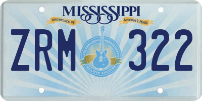 MS license plate ZRM322