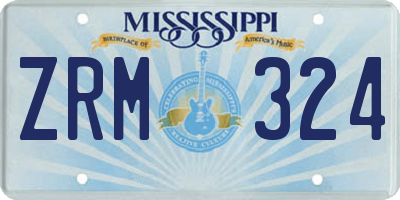 MS license plate ZRM324