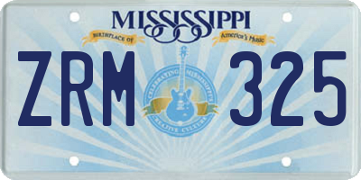 MS license plate ZRM325