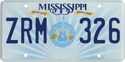 MS license plate ZRM326