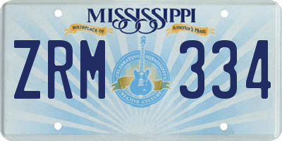 MS license plate ZRM334