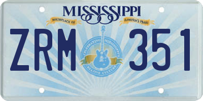 MS license plate ZRM351