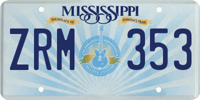 MS license plate ZRM353
