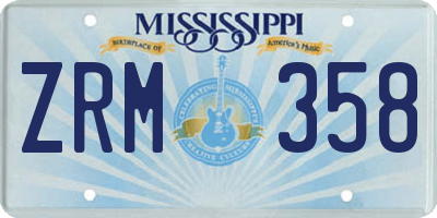 MS license plate ZRM358