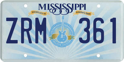 MS license plate ZRM361